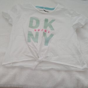DKNY Kids White Tee with Mint and Pink and White  Orange and Yellow Tee